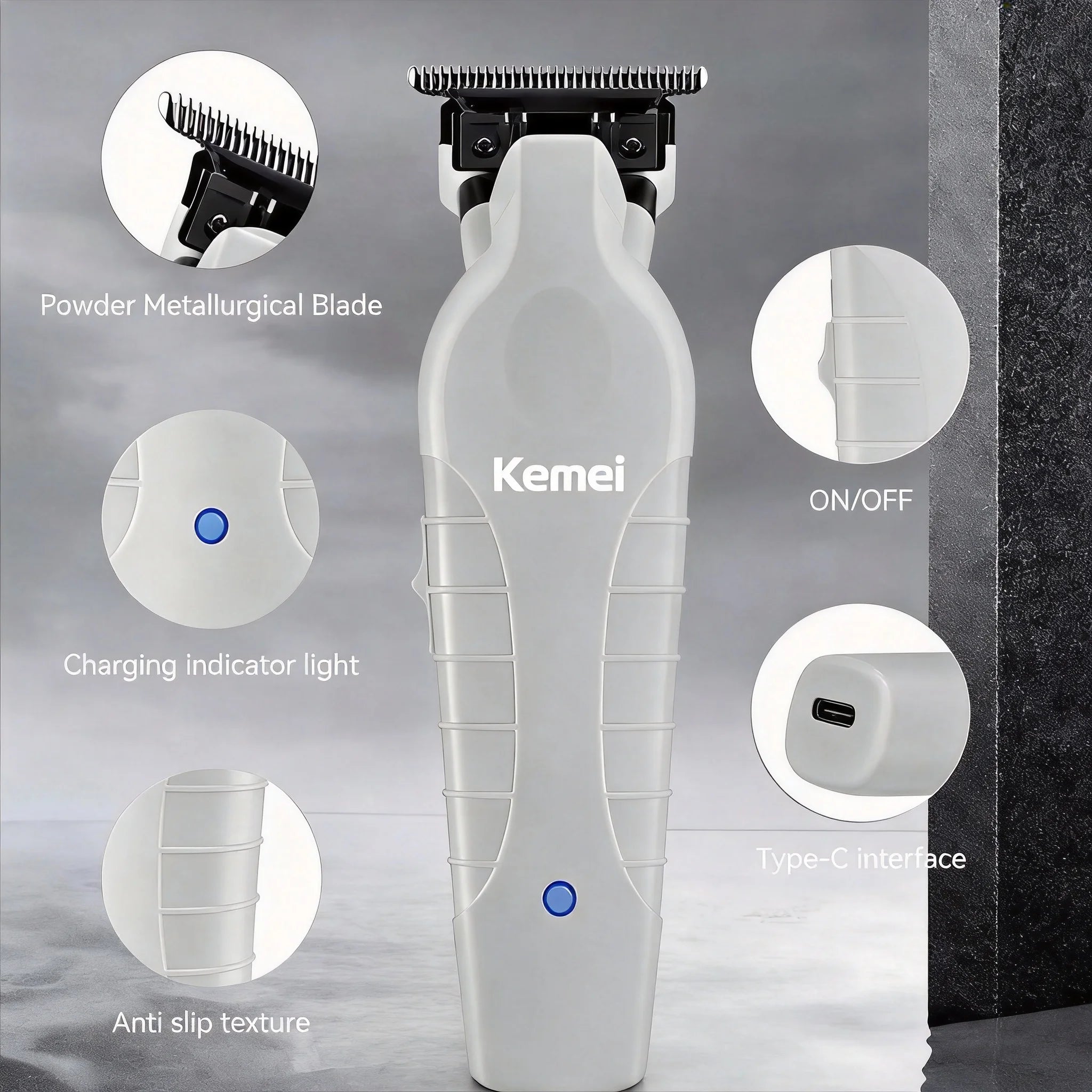 Kemei KM232 KM2299 Hair Clipper Combo Set for Men, Wireless Electric Hair Trimmer, USB Rechargeable, High-Power Hair Clipper for Home or Salon, Adjustable Blades for Carving, Edging, and Styling