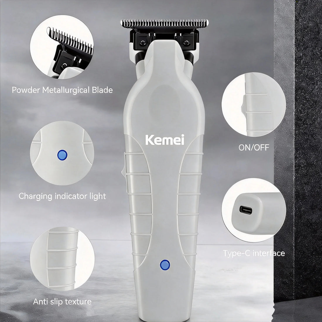 Kemei KM232 KM2299 Hair Clipper Combo Set for Men, Wireless Electric Hair Trimmer, USB Rechargeable, High-Power Hair Clipper for Home or Salon, Adjustable Blades for Carving, Edging, and Styling
