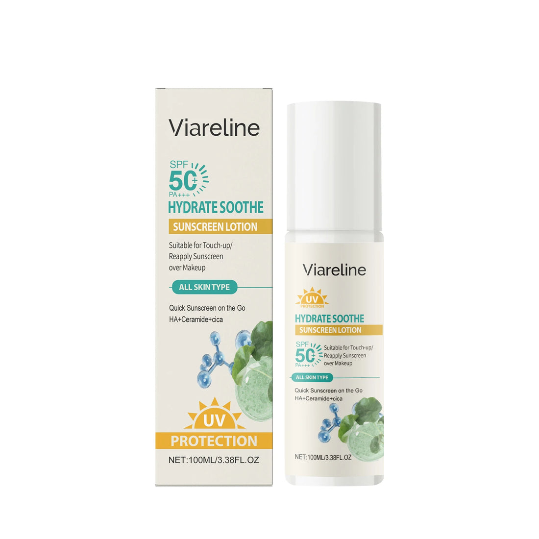 Viareline Hydrating Sunscreen Lotion Lasting Nourishing Prevent UV Refreshing Protective Soothing Redness Skin Sunscreen Cream