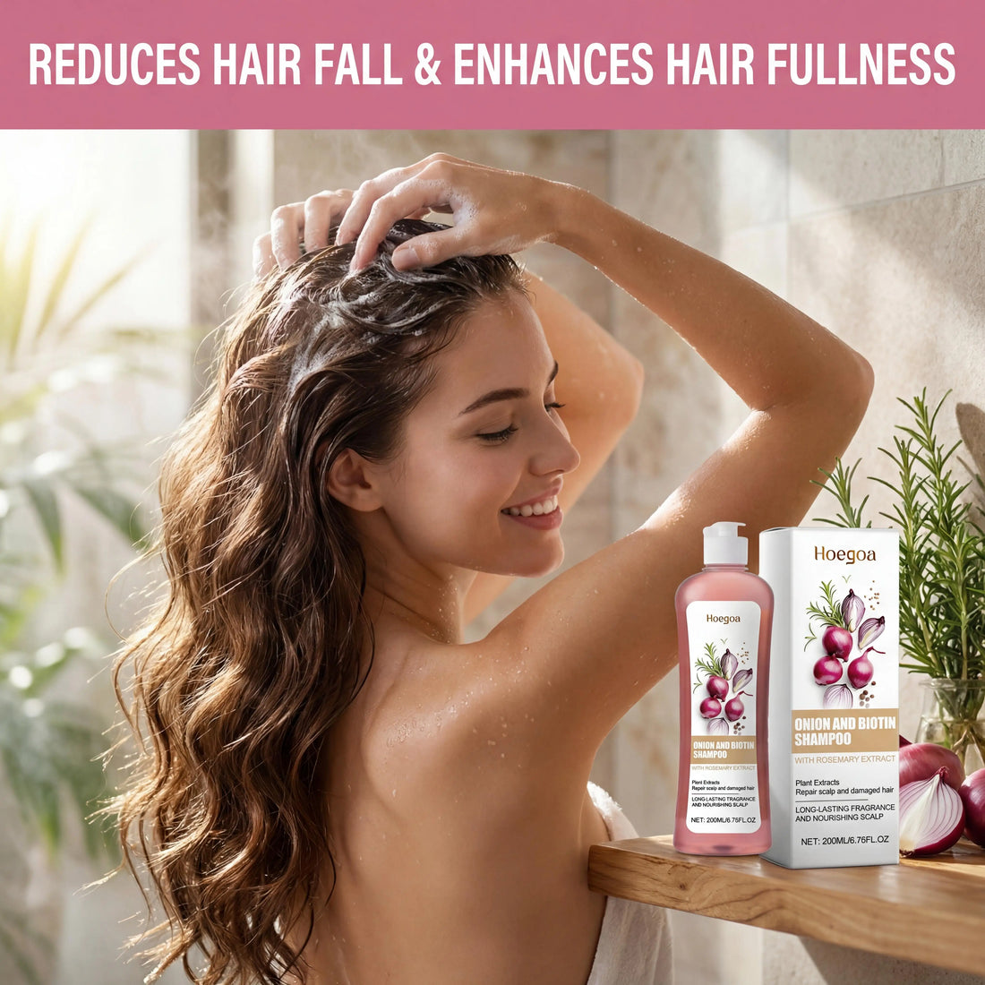 Hoegoa Onion Biotin Shampoo Scalp Soothing Gentle Cleansing Nourishing Natural Shine Smooth Growth Prevents Hair Loss Volumizing Hair Strengthen Shampoo