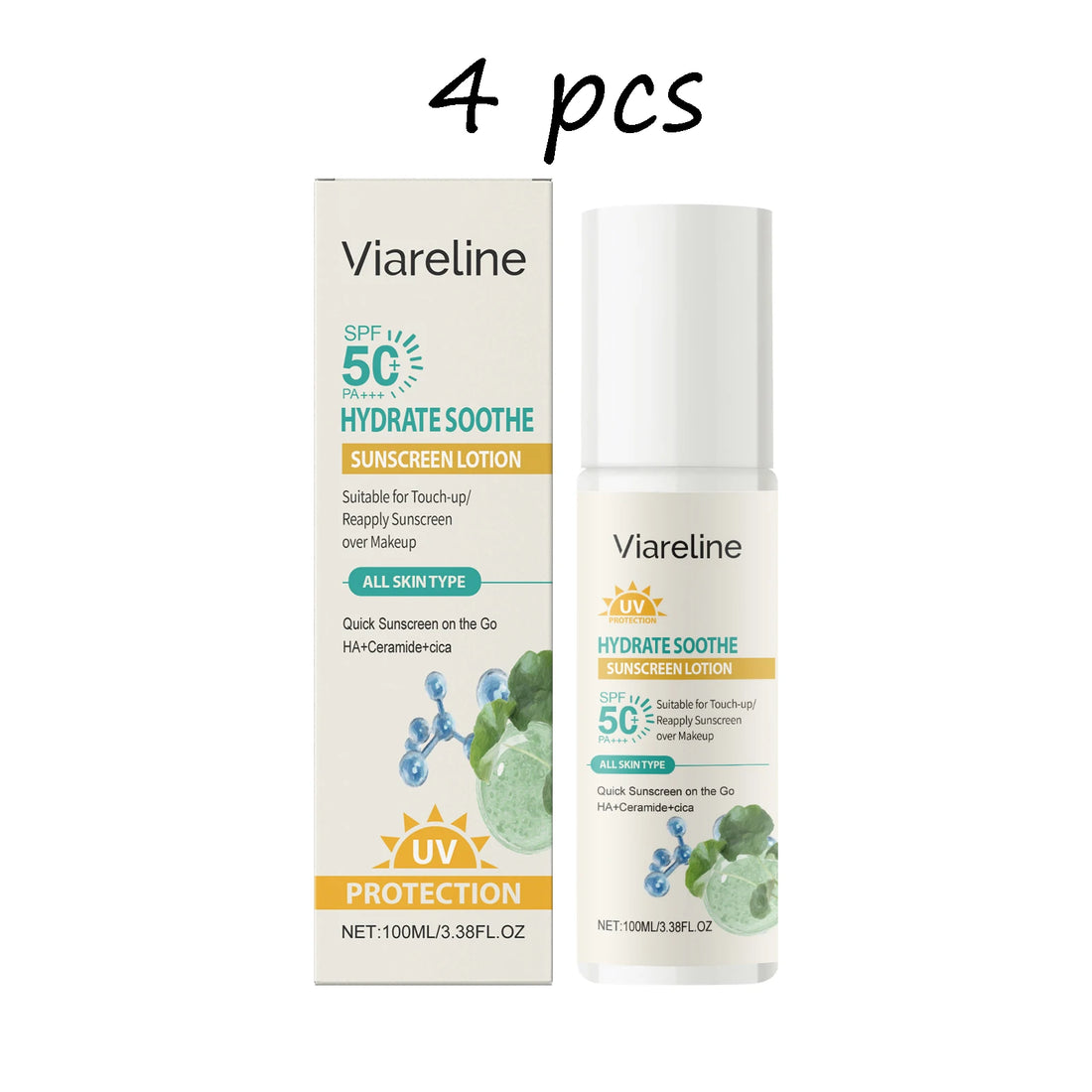 Viareline Hydrating Sunscreen Lotion Lasting Nourishing Prevent UV Refreshing Protective Soothing Redness Skin Sunscreen Cream