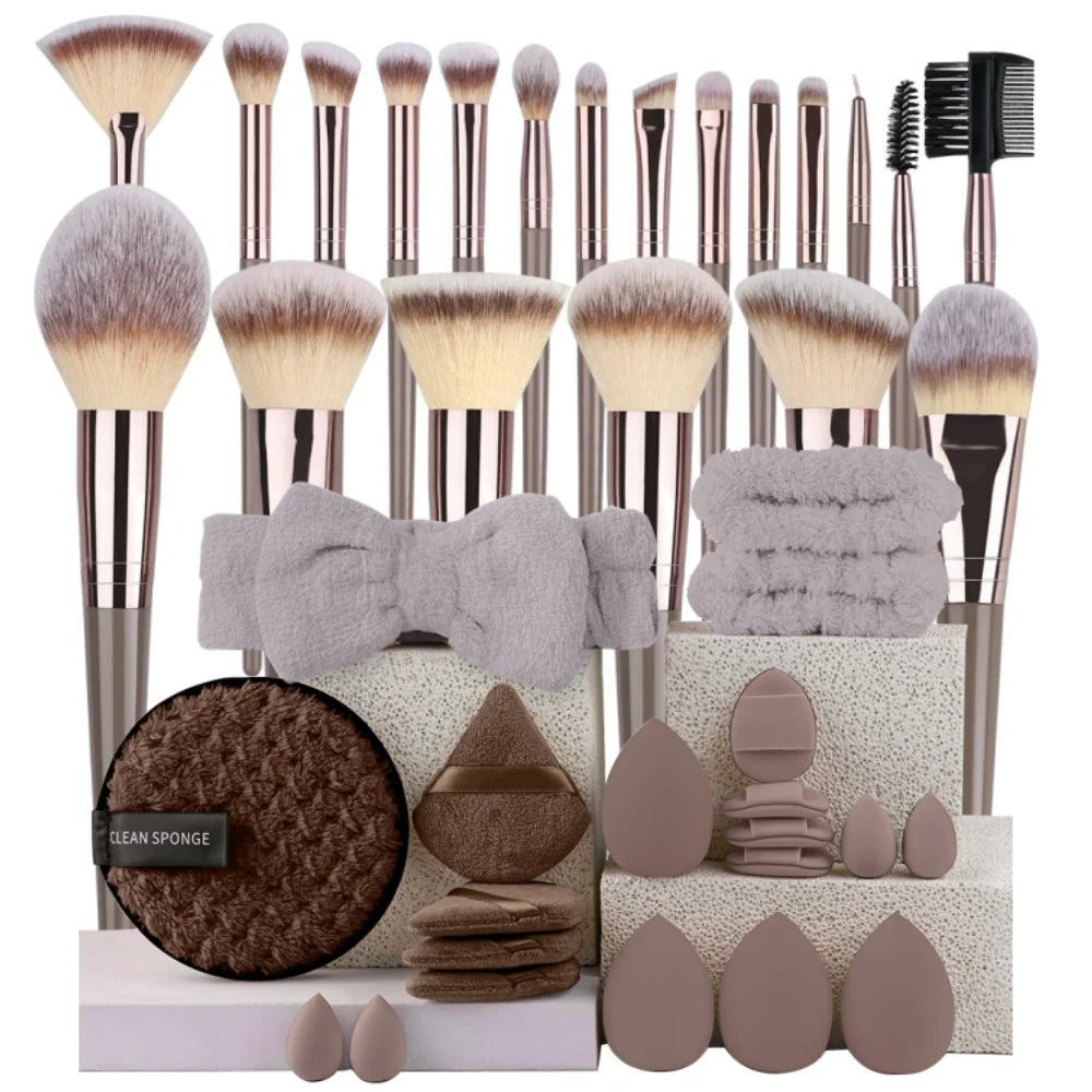 Premium Makeup Brushes Set, Including Makeup Brushes, Hairband Wrist Sponge Ball Powder Puff Silicone Cleaning Makeup Brush Tool