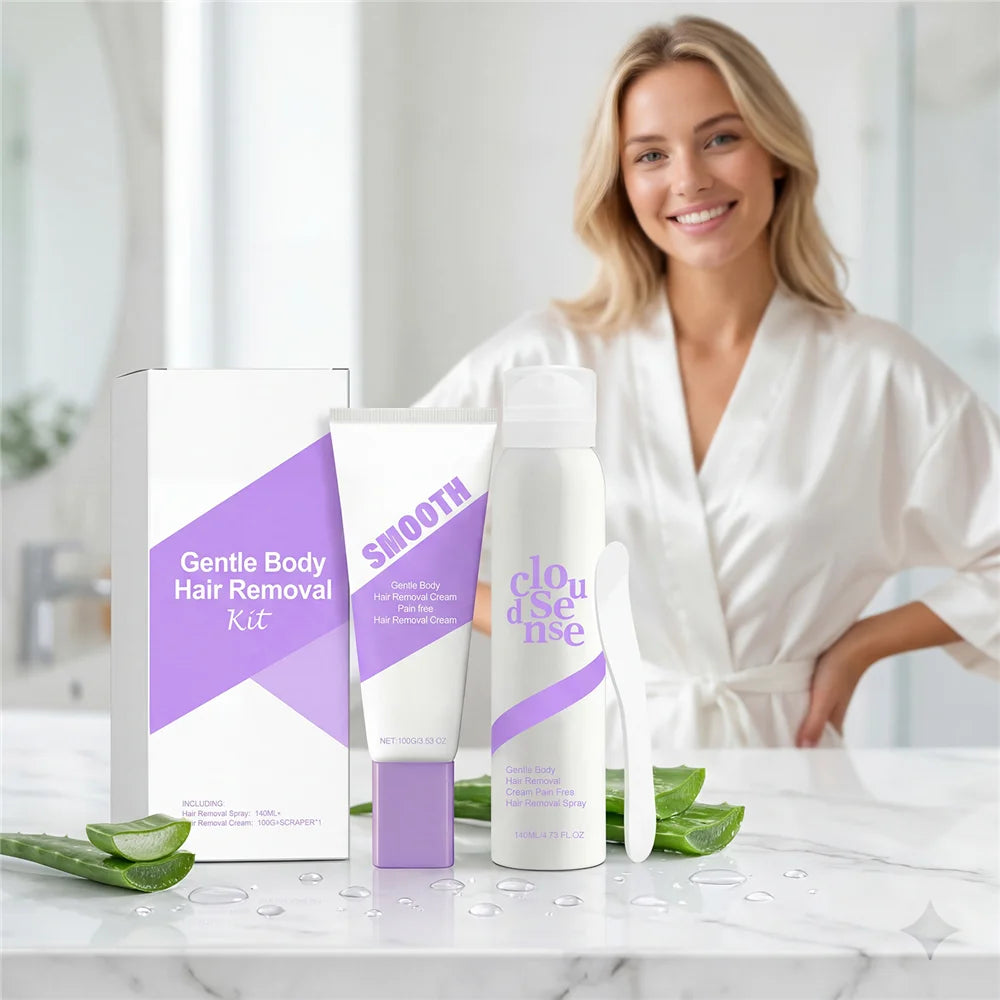 Body Hair Removal Cream Set Gentle Depilatory Cream for Legs Arms Underarms Skin Smoothing Moisturizing Daily Body Care Kit