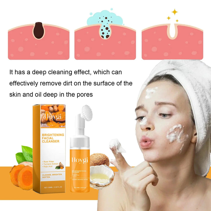 Turmeric Cleansing Milk Blackhead Keratin Remove Oil Control Shrink Pores Reduce Acne Scars Hydrate Moisturize Facial Cleanser Halalzen