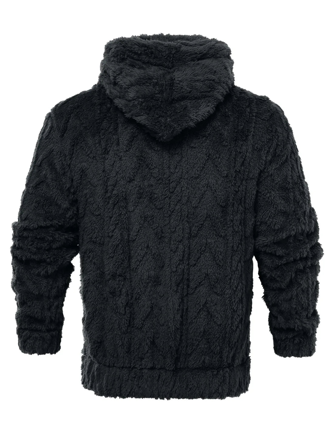 Men's letter drawstring hooded teddy bear jacket, jacquard velvet fabric is soft and comfortable, double pocket design