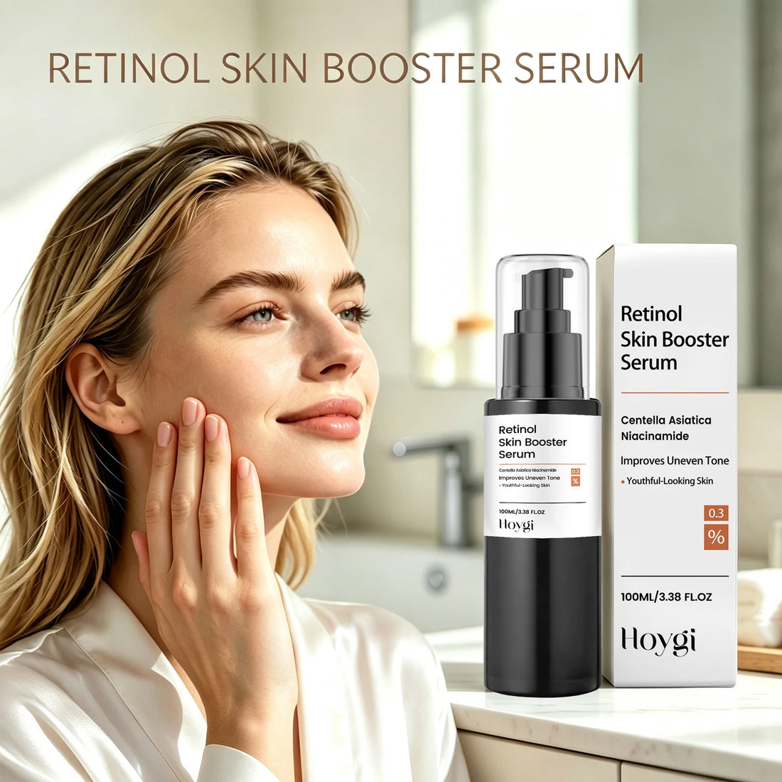 Hoygi Retinol Facial Serum Gentle Hydrating Brighten Skin Tone Firming Lifting Anti-Aging Smooth Fine Lines Daily Face Skin Care
