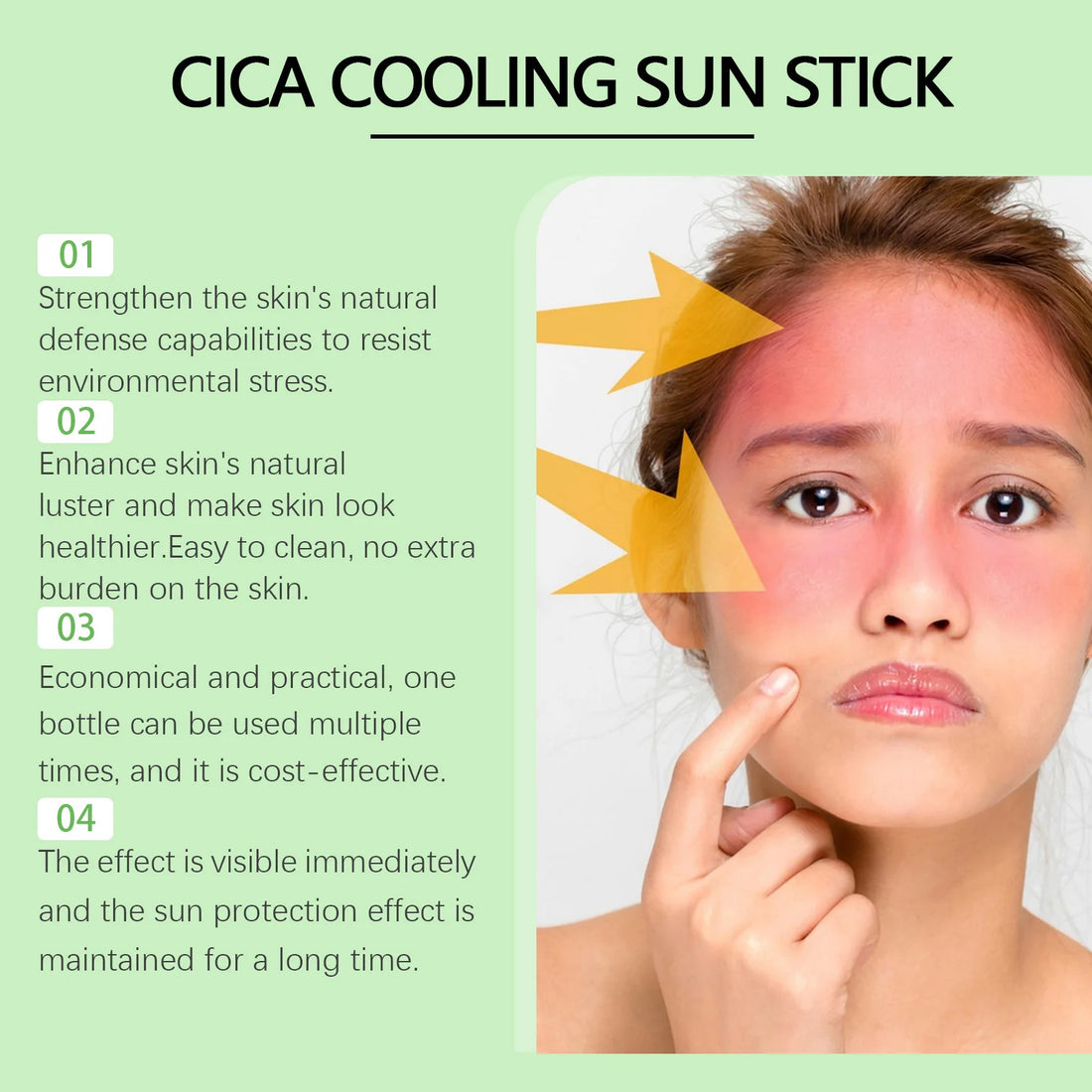 Centella Asiatica Sunscreen Stick Spf 50+ Pa+++ Moisturize Brightnening Skin Care Product Freshing Oil Control Sunscreen
