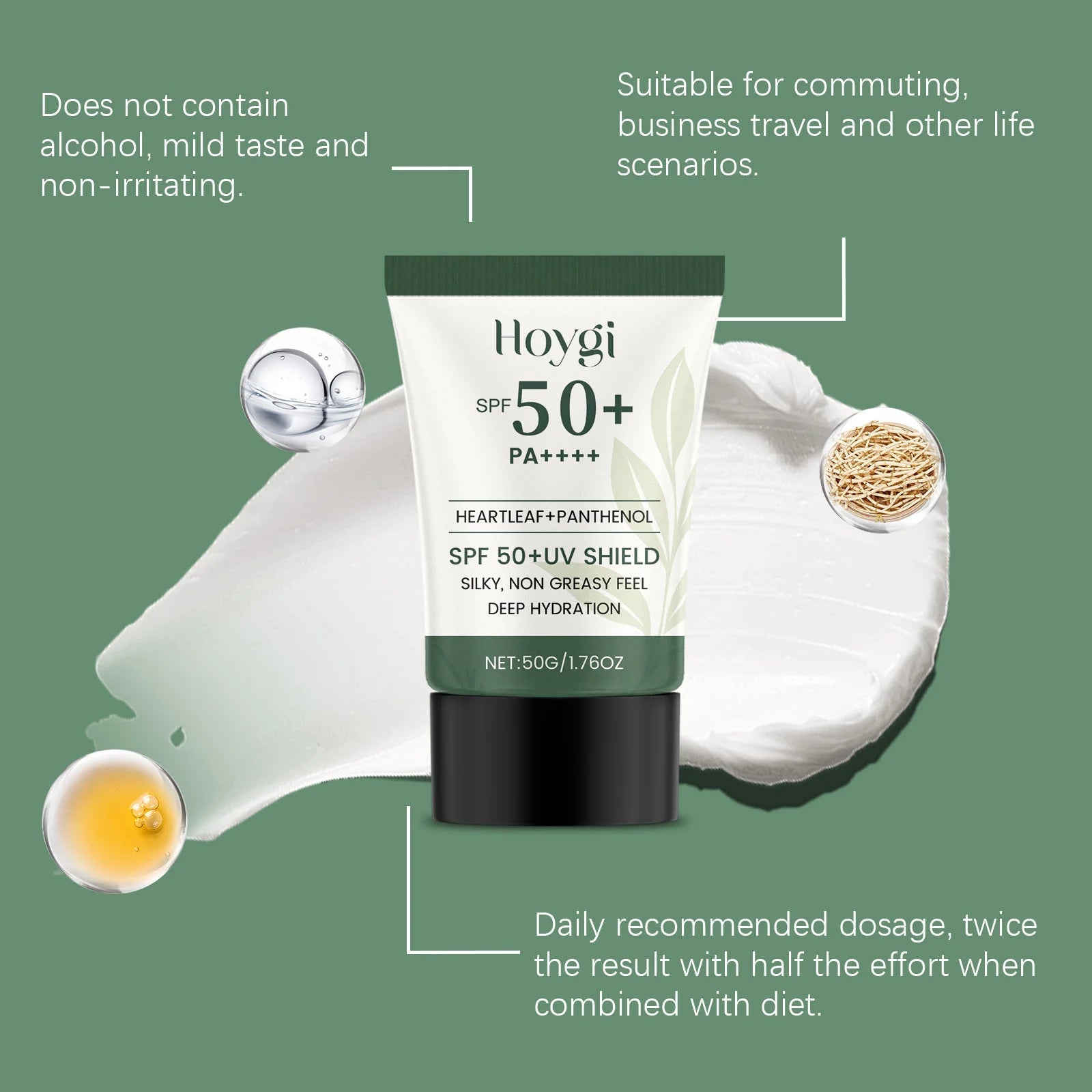 Hoygi Moisturize Sunscreen Cream Prevent Sunburn Moisturizing Reduce Redness Light Texture Non-sticky Gentle Sunblock Lotion Halalzen