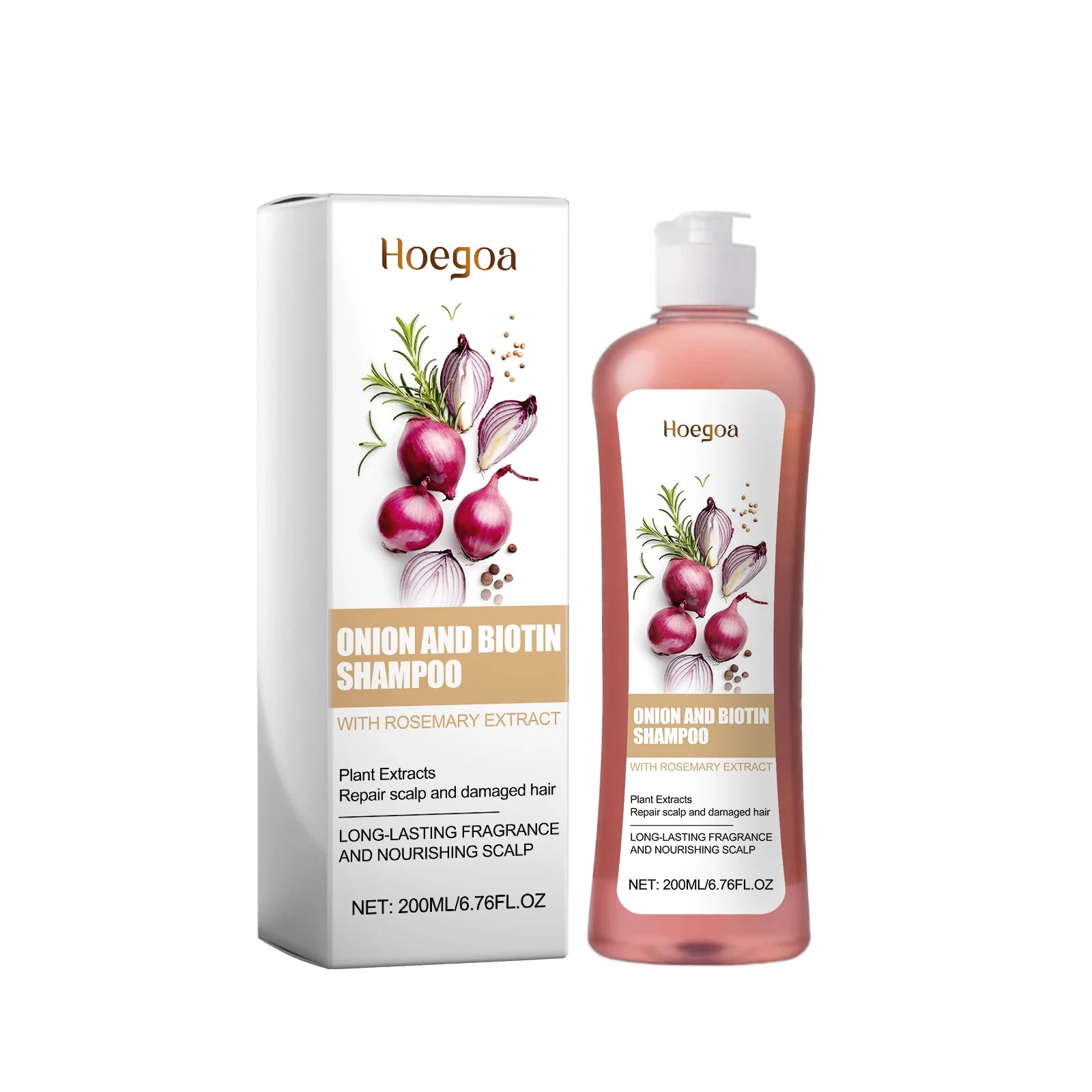 Hoegoa Onion Biotin Shampoo Scalp Soothing Gentle Cleansing Nourishing Natural Shine Smooth Growth Prevents Hair Loss Volumizing Hair Strengthen Shampoo