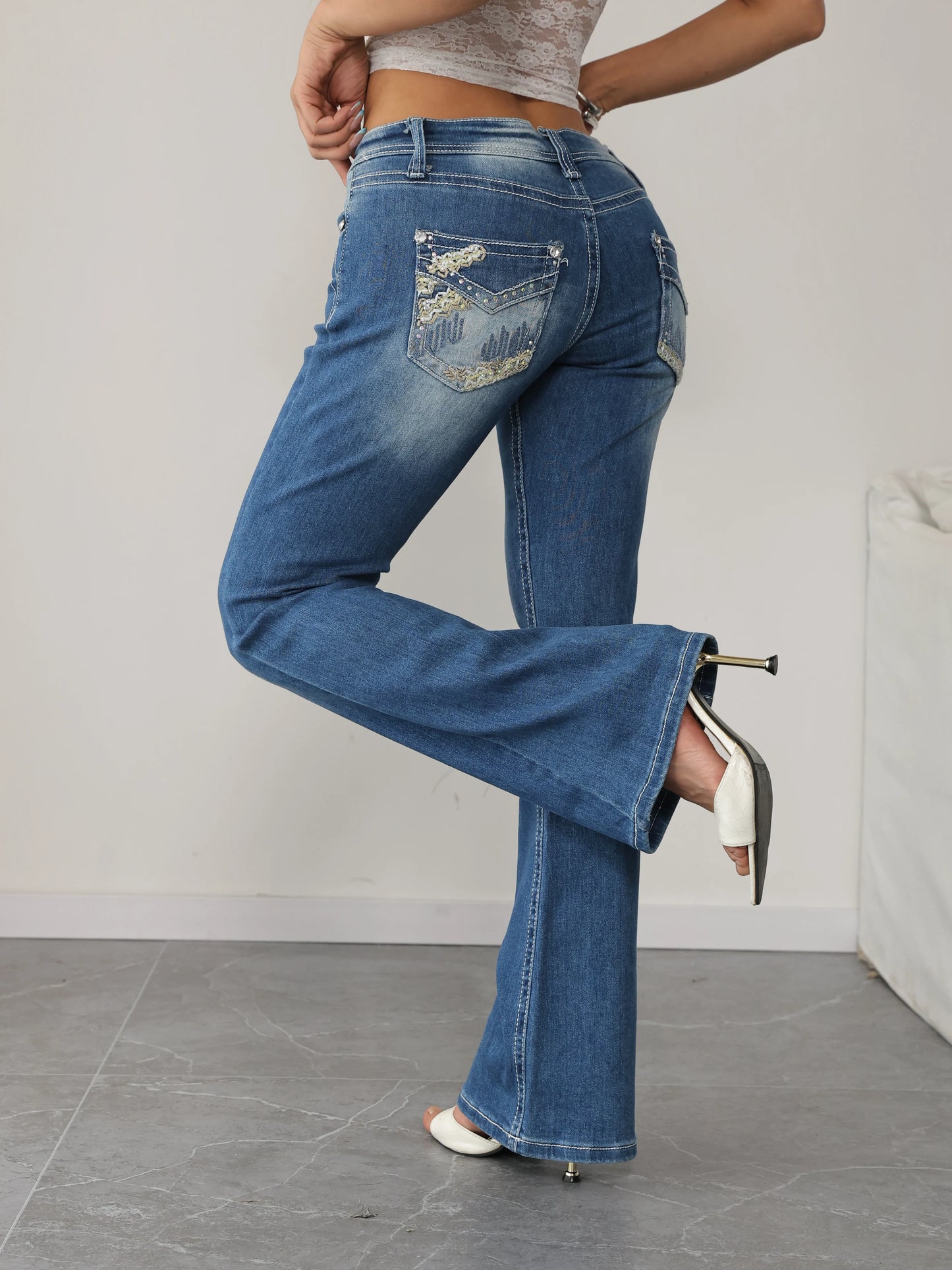 Women High Waist Flare Jeans Slim Fit Stretch Denim Pants Casual Y2K Vintage Streetwear Fashion Body Shaping Trousers Elegant