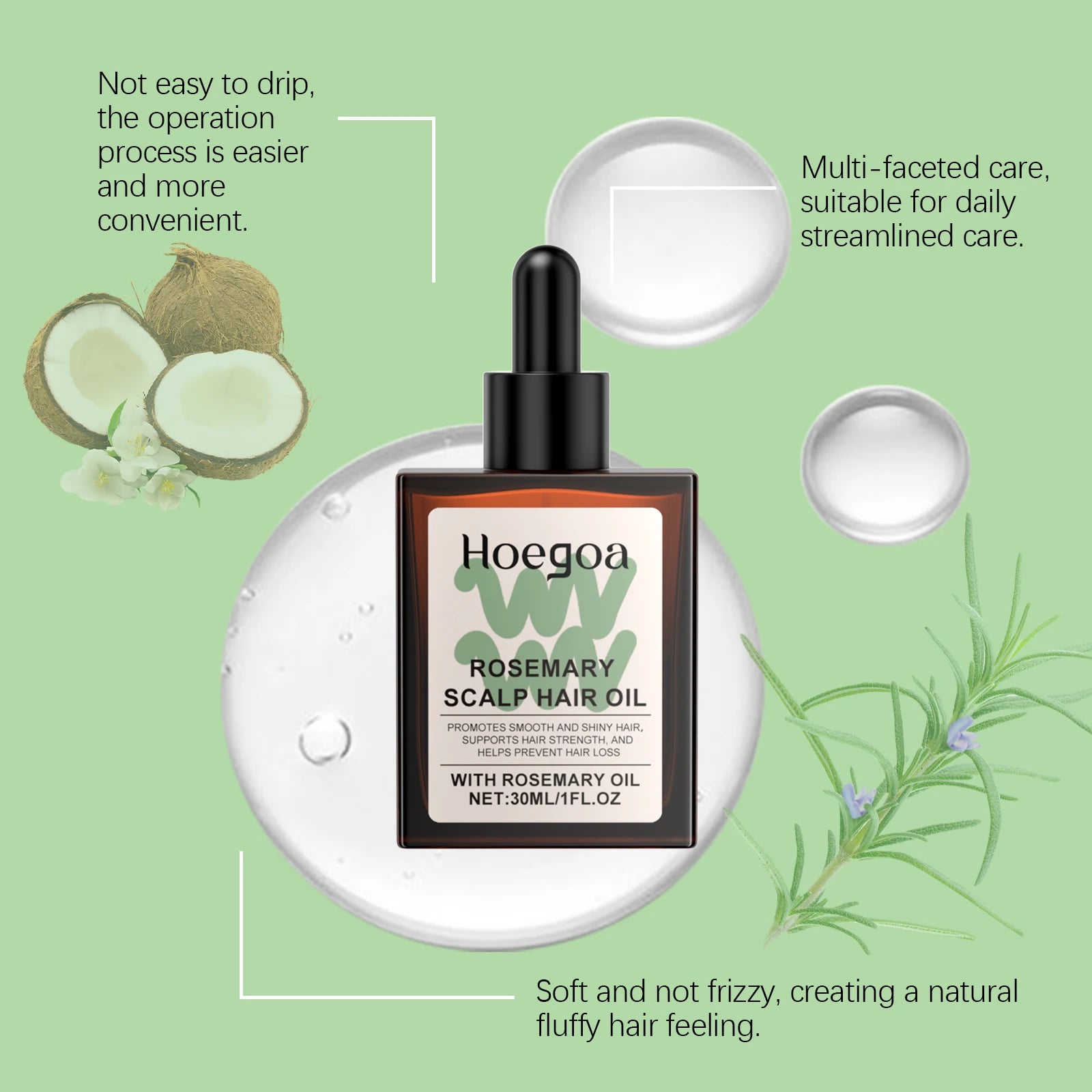 Rosemary Hair Care Oil Vitamin E Soft Smooth Natural Volume Lightweight Long Lasting Fragrance Daily Use Non Greasy Formula Hair Care