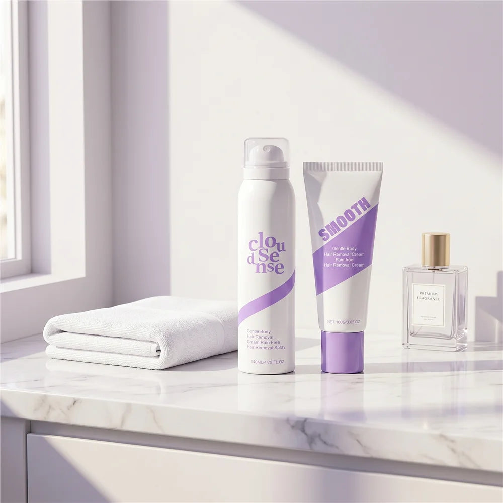 Body Hair Removal Cream Set Gentle Depilatory Cream for Legs Arms Underarms Skin Smoothing Moisturizing Daily Body Care Kit