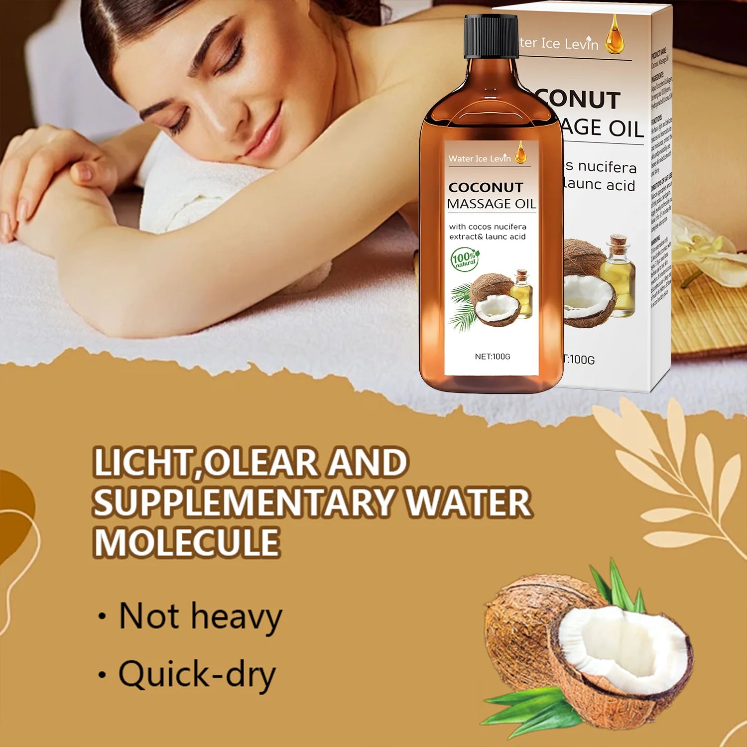 100% Natural Coconut Massage Oil with Lemongrass | Winter Skin Hydration & Glow | Non-Greasy Relaxing Ritual