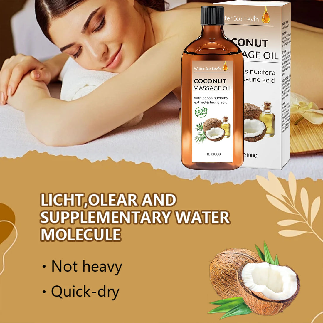 100% Natural Coconut Massage Oil with Lemongrass | Winter Skin Hydration & Glow | Non-Greasy Relaxing Ritual