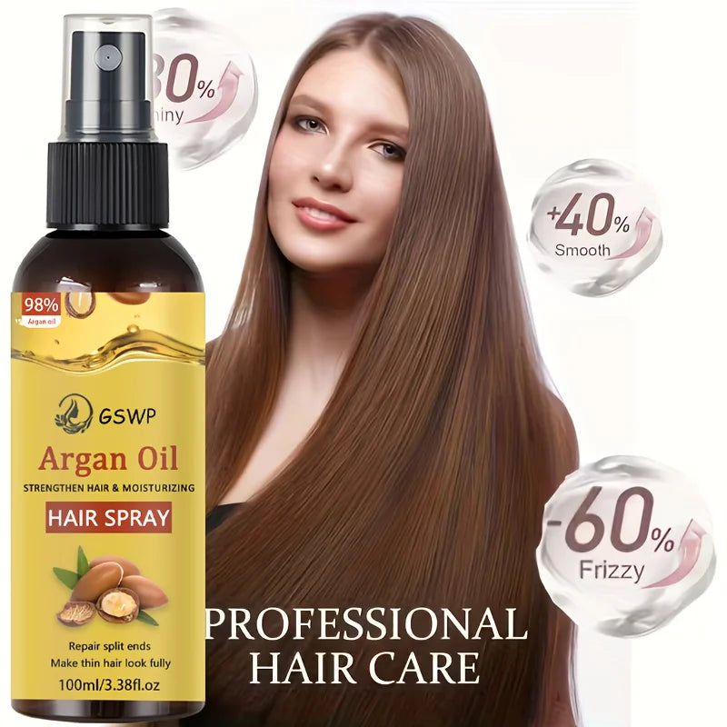 GSWP Argan Oil HAIR SPRAY, deep moisturizing and smooth, with anti-heat protection effect, suitable for all hair types.100/200ml Halalzen