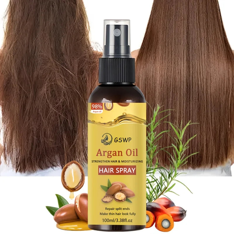 GSWP Argan Oil HAIR SPRAY, deep moisturizing and smooth, with anti-heat protection effect, suitable for all hair types.100/200ml Halalzen