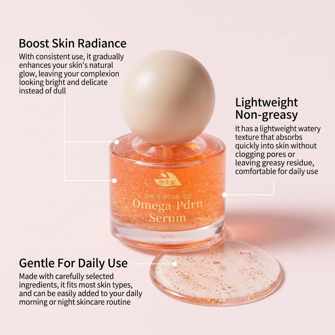 Hanchobit Niacinamide Omega Pdrn Facial Serum Deep Repair Renew Brighten Tone Smooth Moisturizing Lifting Firming Face Skin Care