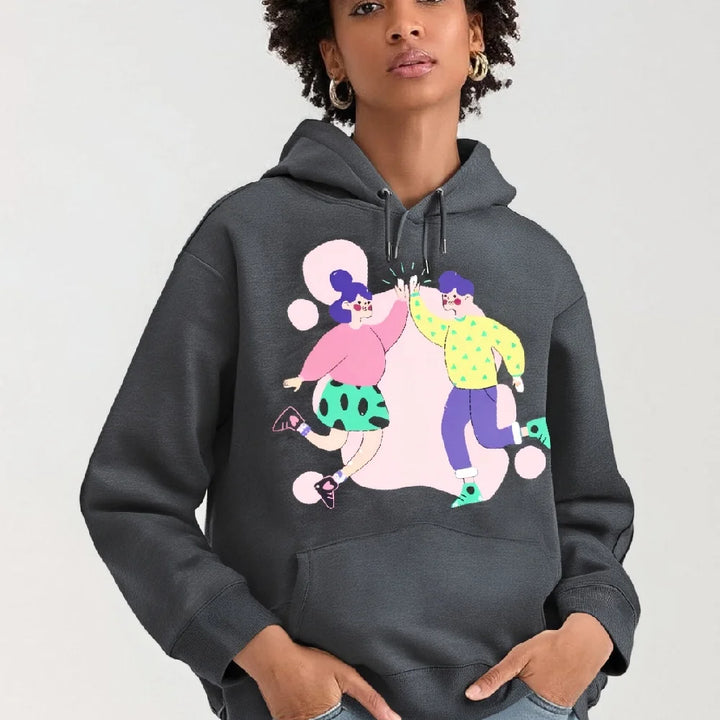 Eye Catching Hoodies Graphic Oversized Y2K Woman Streetwear Sweater With Colorful Print Casual Loose Fit Unisex Winter Clothing