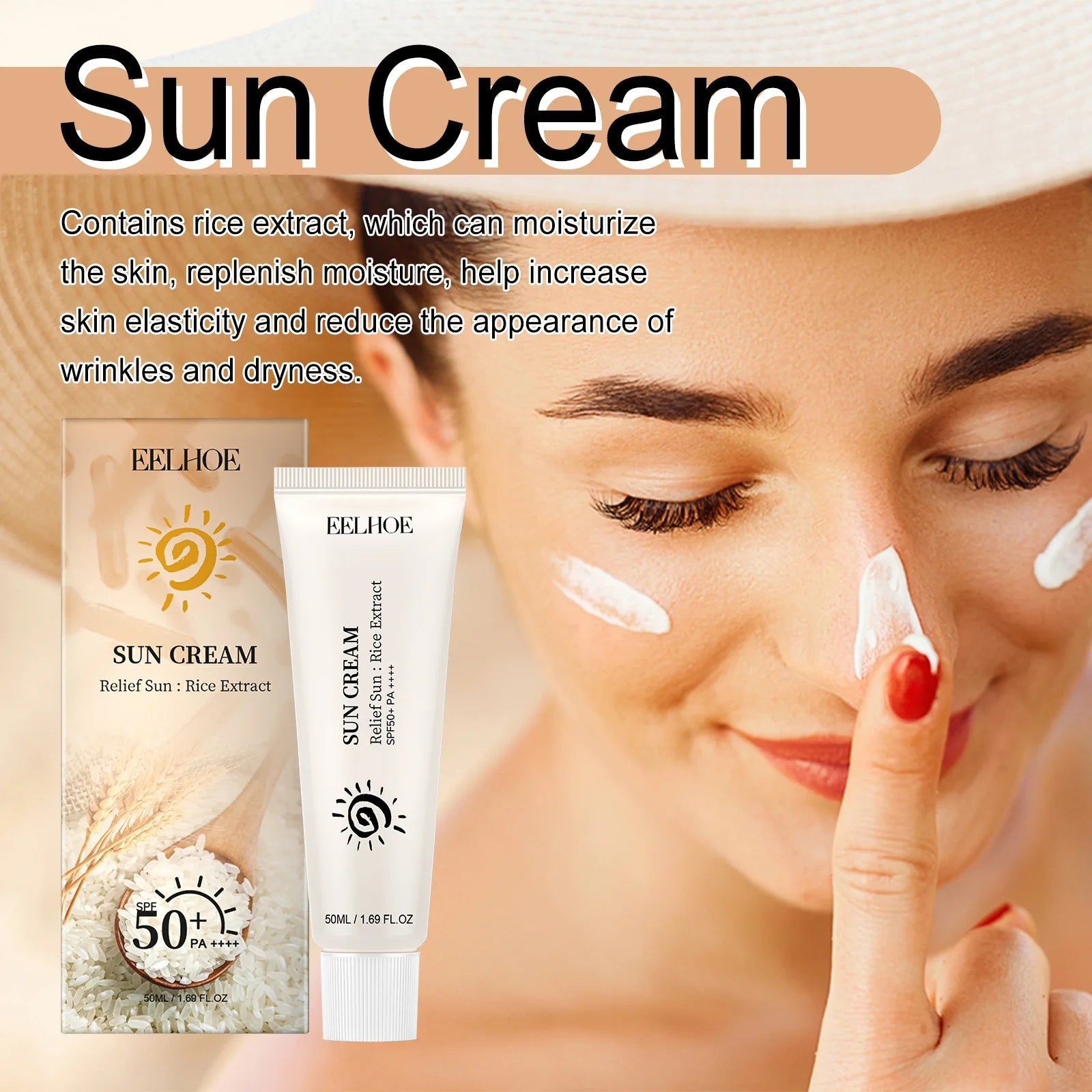 Sunscreen Spf 50+ Uv Shield Reduce Dryness Sunburn Repair Firming Skin Refreshing Oil Control Hydrate Brighten Sun Block Cream Halalzen