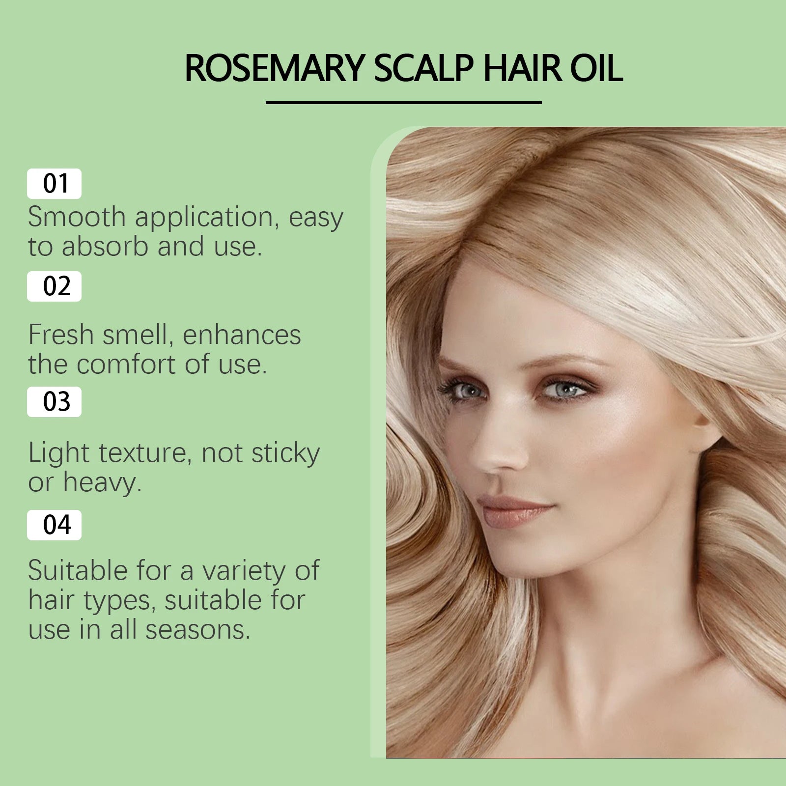 Rosemary Hair Care Oil Vitamin E Soft Smooth Natural Volume Lightweight Long Lasting Fragrance Daily Use Non Greasy Formula Hair Care