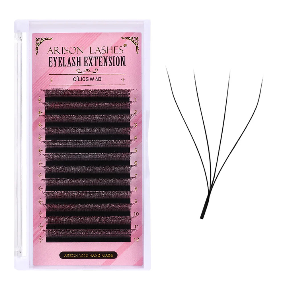ARISON Plus 2 in 1 YY/3D/4D/5D W Lashes Magnetic Carton Premade Volume Fans Eyelashes Extension YY W-shape Eye Lashes For Whole