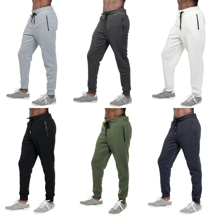 6er-Pack Lucky No. 1 Herren-Fleece-Jogginghosen für Sport und Training mit Reißverschlusstasche und Kordelzug (Größen S-3XL)