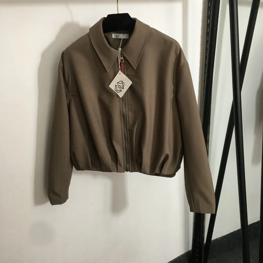 2025 New Jacket Solid Long-sleeved Coat Zippers Fashionable Versatile Slimming Figure-hugging Spring Summer
