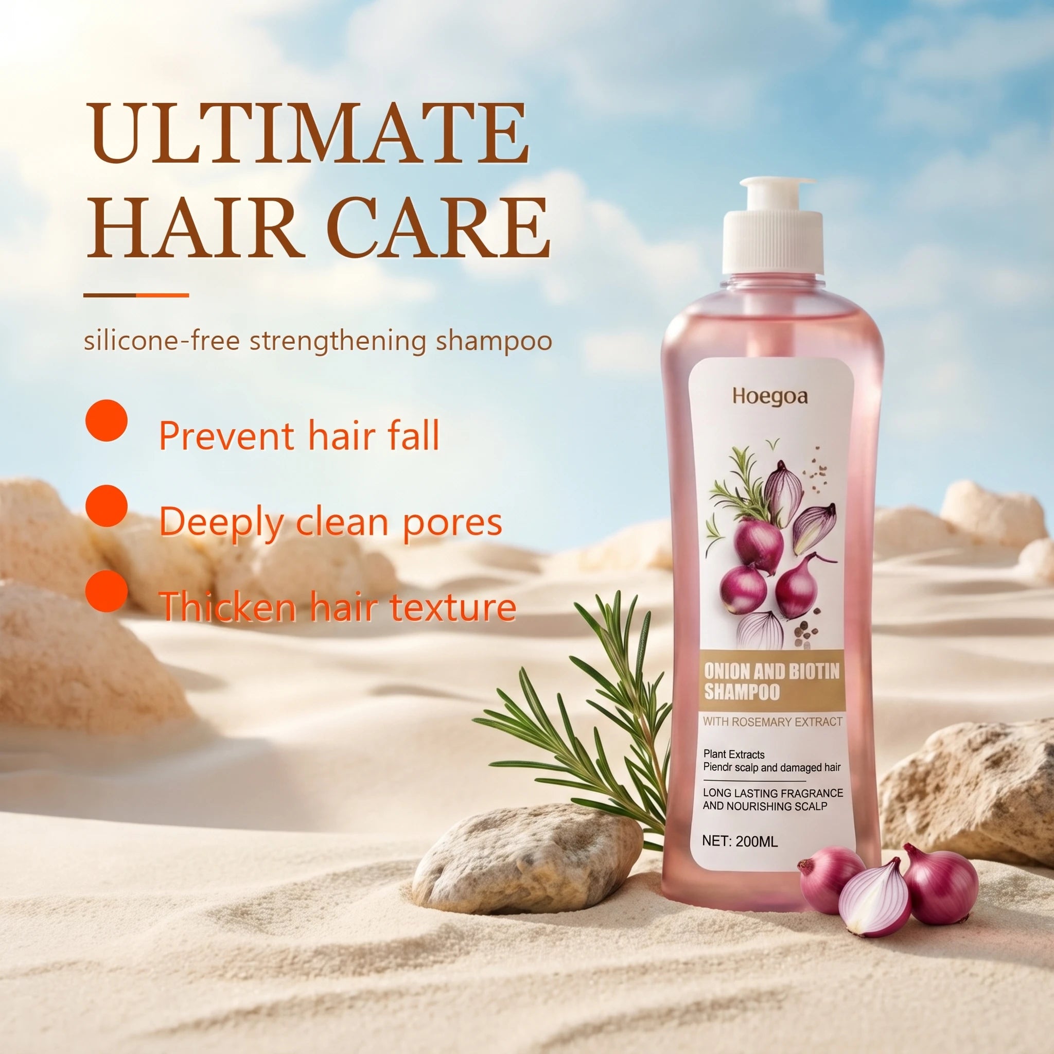 Hoegoa Onion Biotin Shampoo Scalp Soothing Gentle Cleansing Nourishing Natural Shine Smooth Growth Prevents Hair Loss Volumizing Hair Strengthen Shampoo
