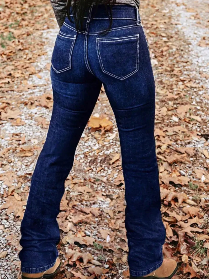 HME Y2K Double Breasted Flared Denim Jeans Cowgirl Butt Lifting High Waist Fashion Pants Women's Stretchy Tummy Control Trousers