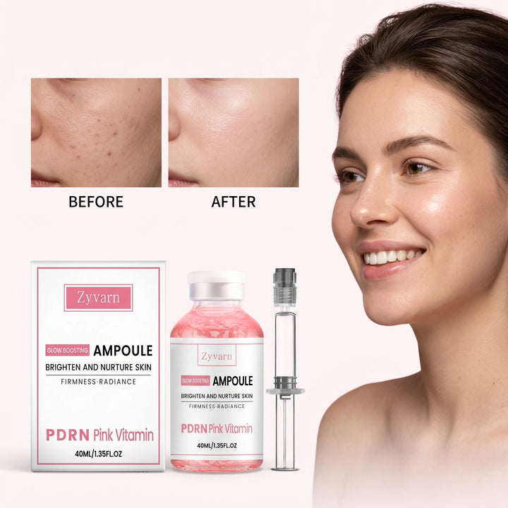 40ML Pink Face Serum Ampoule Daily Moisturizing Enhance Smoothness Improve Skin Texture Glowing Non-sticky Firming Facial Serum Ampoule for All Skin Types