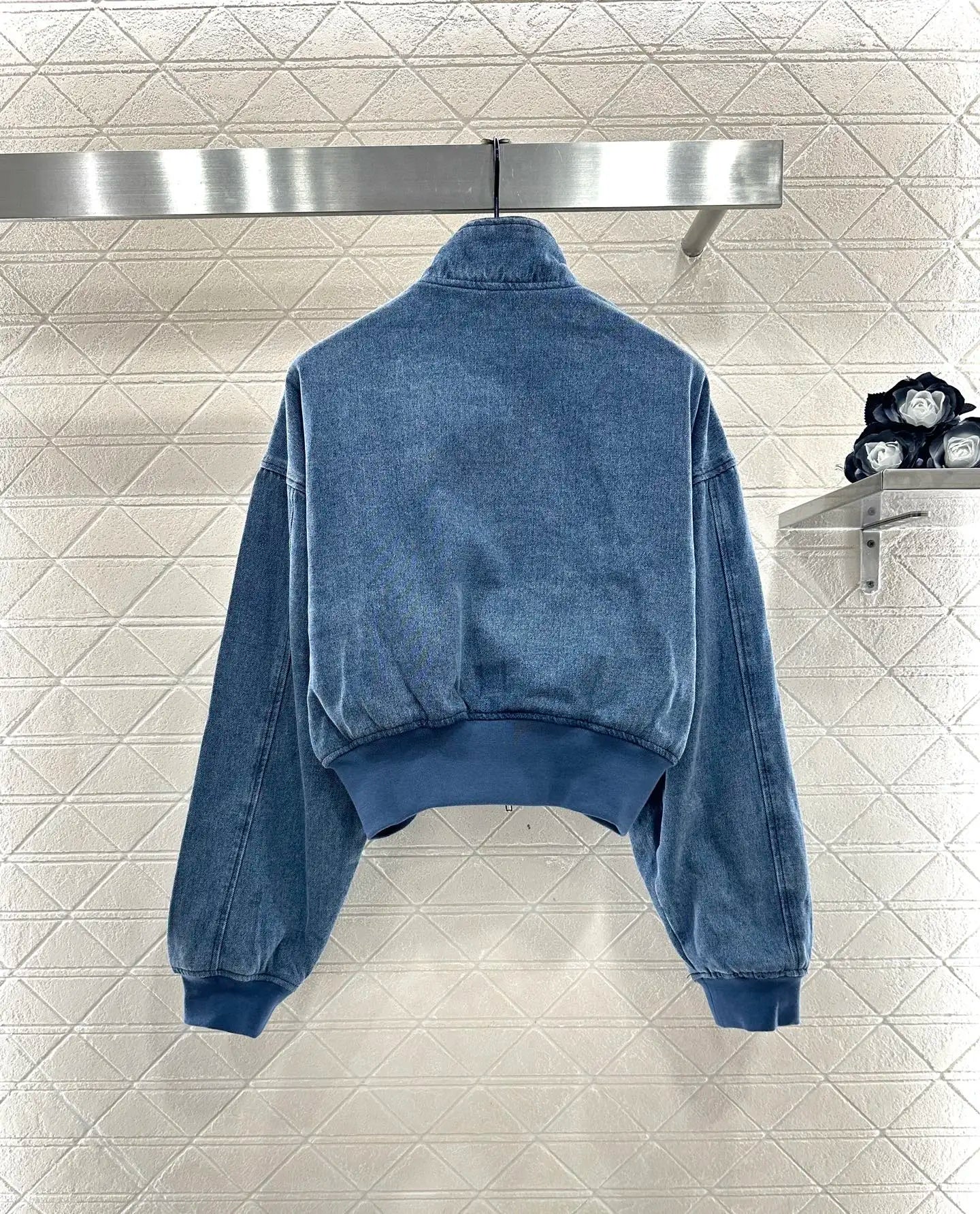 2025 early autumn fashion new high-end customized women's short jacket denim short flight jacket zipper cardigan coat