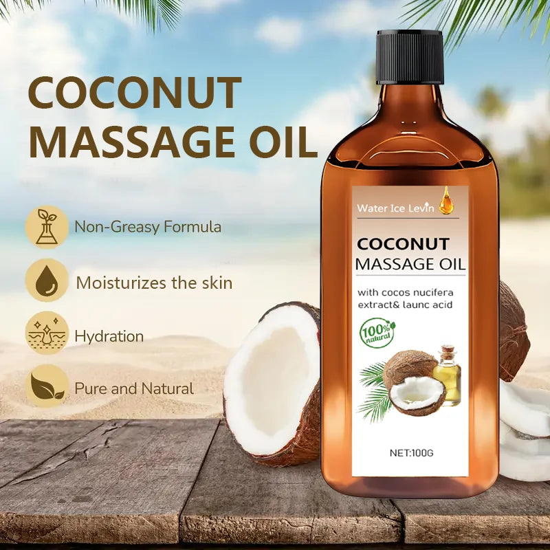 100% Natural Coconut Massage Oil with Lemongrass | Winter Skin Hydration & Glow | Non-Greasy Relaxing Ritual