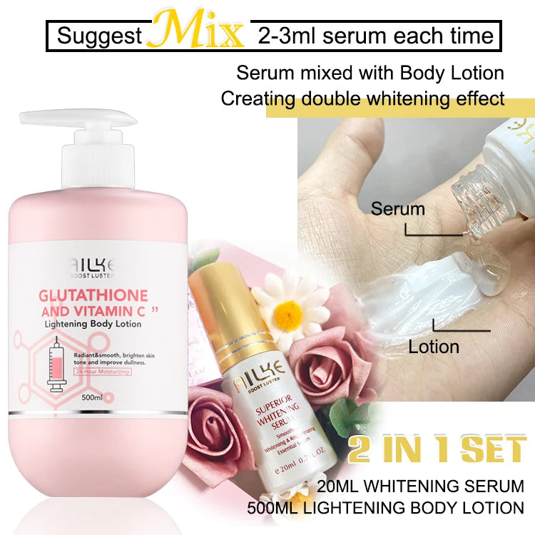AILKE Whitening Skin Care Set, With Glutathion Vitamin C, Brighter Smoother Skin, Reduce Dark Spots, Clean Skin, Moisturizing Halalzen