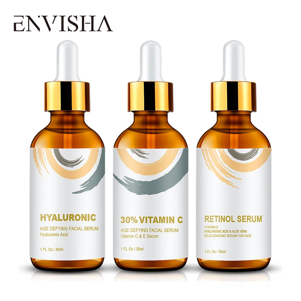 ENVISHA Face Care Serum Set Hyaluronic Acid Retinol Vitamin C Serum Whitening Moisturizing Essence Facial Skin Care Cosmetics Halalzen