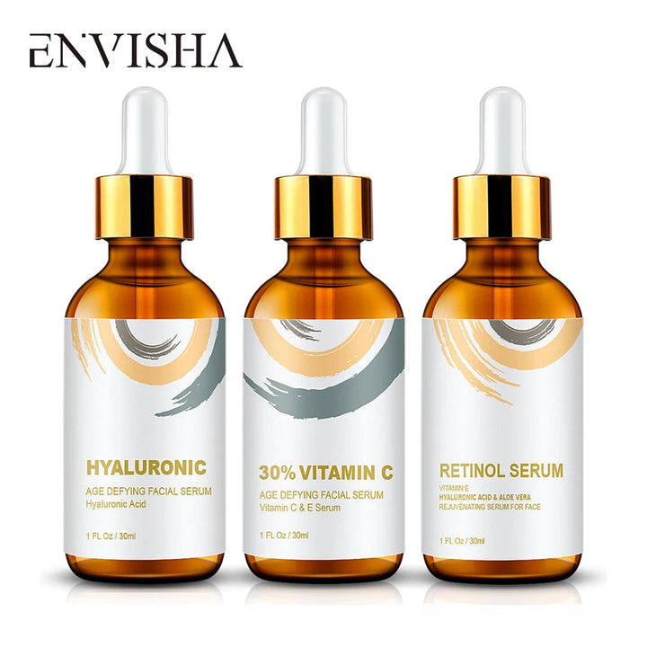 ENVISHA Face Care Serum Set Hyaluronic Acid Retinol Vitamin C Serum Whitening Moisturizing Essence Facial Skin Care Cosmetics Halalzen