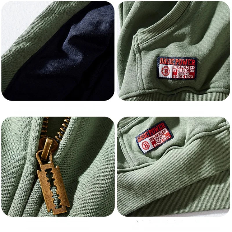 New Men 's Sweater Fashion Trendy Handsome Zipper Coat Thickened Fleece Autumn and Winter Sports Hoodie