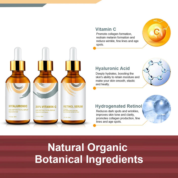 ENVISHA Face Care Serum Set Hyaluronic Acid Retinol Vitamin C Serum Whitening Moisturizing Essence Facial Skin Care Cosmetics Halalzen
