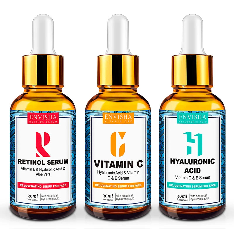 ENVISHA Face Serum Skin Care Vitamin C Hyaluronic Acid Retinol Facial Essence Anti-wrinkle Aging Whitening Shrink Pores Beauty Halalzen