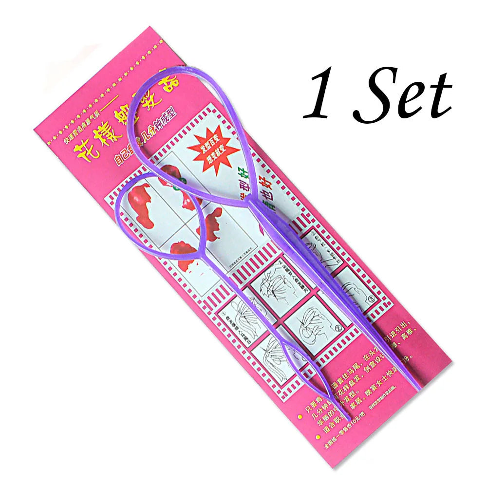 Plastic Hair Loop Styling Tool Magic Topsy Tail Hair Braid Ponytail Styling Clip Bun Maker For Girls Hairstyles