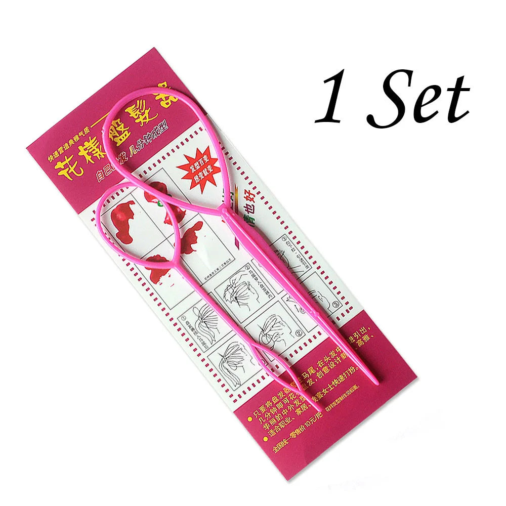 Plastic Hair Loop Styling Tool Magic Topsy Tail Hair Braid Ponytail Styling Clip Bun Maker For Girls Hairstyles