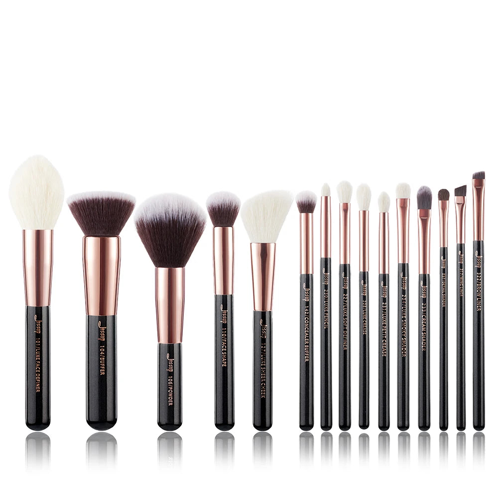 Jessup Makeup Brushes Set 15pcs Professional Makeup Brush Foundation Powder Eyeshadow Blender Liner Blusher Brochas