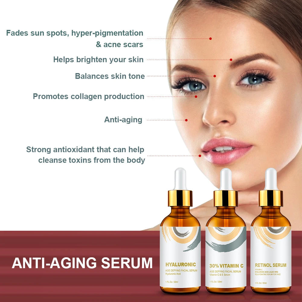 ENVISHA Face Care Serum Set Hyaluronic Acid Retinol Vitamin C Serum Whitening Moisturizing Essence Facial Skin Care Cosmetics Halalzen
