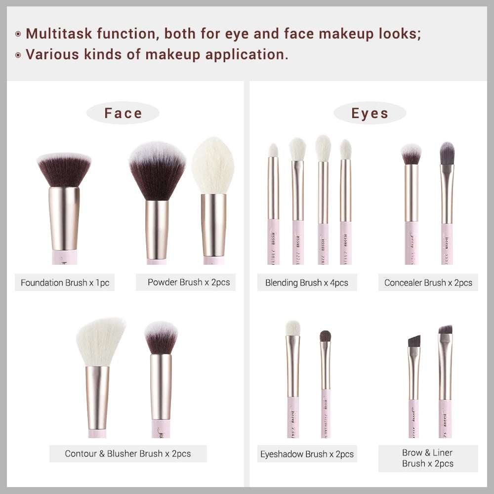 Jessup Makeup Brushes Set 15pcs Professional Makeup Brush Foundation Powder Eyeshadow Blender Liner Blusher Brochas