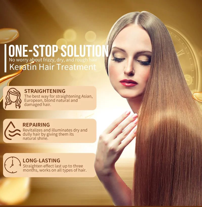 PURC Brazilian Keratin Hair Treatment Keratin Straightening Curly Hair Smoothing Repair Permed Damaged Hair Care Products Halalzen