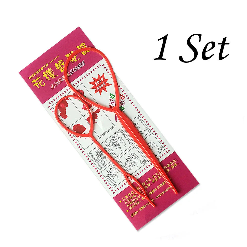 Plastic Hair Loop Styling Tool Magic Topsy Tail Hair Braid Ponytail Styling Clip Bun Maker For Girls Hairstyles