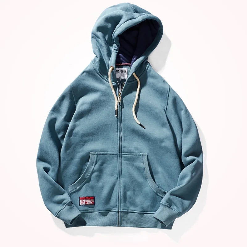 New Men 's Sweater Fashion Trendy Handsome Zipper Coat Thickened Fleece Autumn and Winter Sports Hoodie