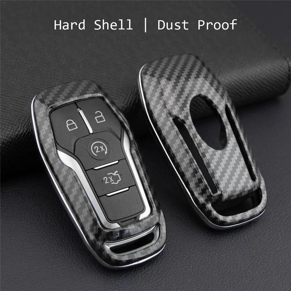 Carbon Fiber Car Styling Key Cover Protector Case ABS Hard Shell Cover Holder For Ford For Mondeo Mustang Edge Explorer F150