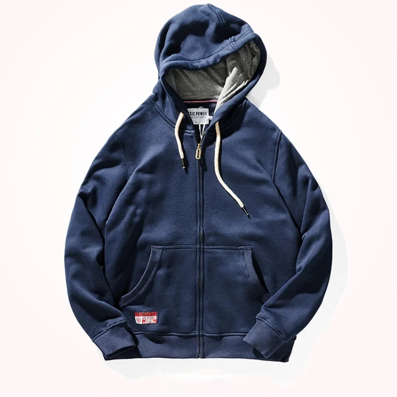 New Men 's Sweater Fashion Trendy Handsome Zipper Coat Thickened Fleece Autumn and Winter Sports Hoodie