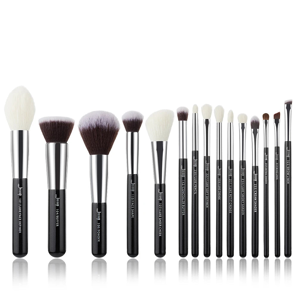 Jessup Makeup Brushes 15-25pcs Make Up Brush Set Professional Natural Synthetic Foundation Powder Contour Blending Eyeshadow