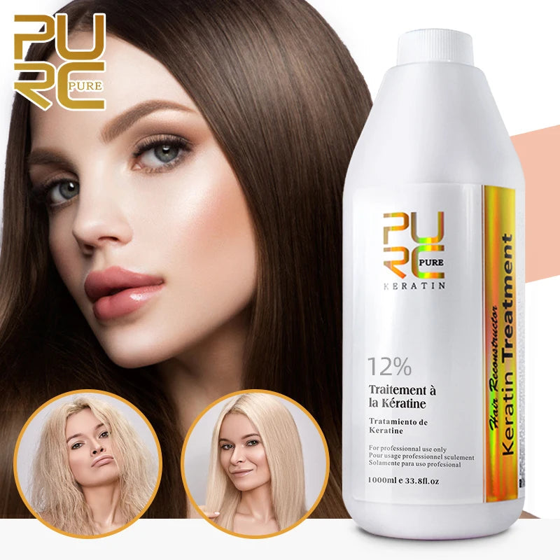 PURC Brazilian Keratin Hair Treatment Straightening Smoothing For Deep Curly Hair Treatment Professional Hair Care Products PURE Halalzen
